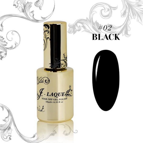 J-LAQUE Black Gel Polish, pigmented black gel polish, easy application nail polish, smudge-free gel polish, professional nail art polish, durable black manicure