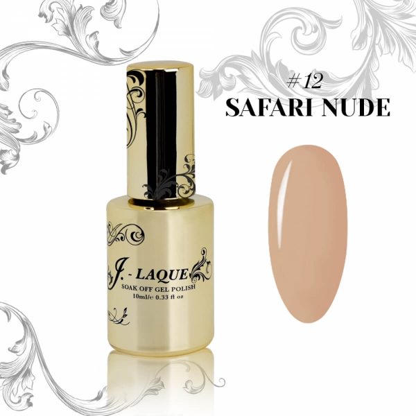 J-LAQUE Safari Nude, deep pigmented gel polish, easy application nail polish, creamy nude polish, durable manicure, professional nail art