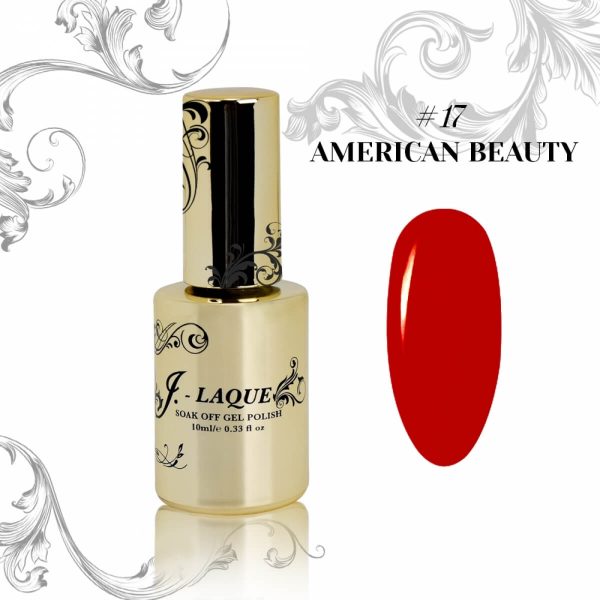 J-LAQUE American Beauty, pigmented red gel polish, luxurious nail color, easy application, durable red manicure, classic beauty nail polish